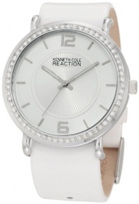 Kenneth Cole REACTION Women's RK6007 Analog Stones Bezel White Strap Watch Box Set Kenneth Cole REACTION Women's RK6007 Analog Stones Bezel White Strap Watch Box Set