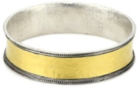 GURHAN Lancelot Silver and Gold Hammered Wide Bangle Bracelet GURHAN Lancelot Silver and Gold Hammered Wide Bangle Bracelet