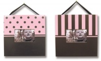 Trend Lab Striped and Dot Two Picture Frame Set in Brown/Pink Trend Lab Striped and Dot Two Picture Frame Set in Brown/Pink