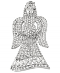 Take this brooch under your wing. Carolee's angel pin is crafted from silver-tone mixed metal with accents giving it a sparkle you'll find quite heavenly. Approximate length: 2 inches. Take this brooch under your wing. Carolee's angel pin is crafted from silver-tone mixed metal with accents giving it a sparkle you'll find quite heavenly. Approximate length: 2 inches.