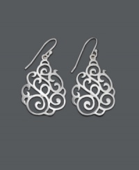 Decorate your lobes with divine design. These intricate, scrolling earrings feature a filigree style pattern set in sterling silver. Approximate drop: 1 inch. Decorate your lobes with divine design. These intricate, scrolling earrings feature a filigree style pattern set in sterling silver. Approximate drop: 1 inch.