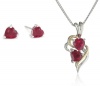 XPY Sterling Silver and 14k Yellow Gold Created Ruby Heart Pendant Necklace and Earrings Set