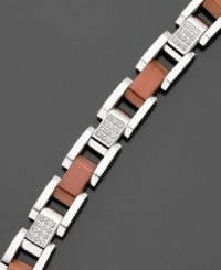 A statement of everyday refinement. This bracelet is crafted of luminous stainless steel with round-cut diamonds (1/2 ct. t.w.). Measures approximately 8-1/2 inches long. A statement of everyday refinement. This bracelet is crafted of luminous stainless steel with round-cut diamonds (1/2 ct. t.w.). Measures approximately 8-1/2 inches long.