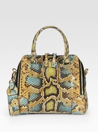 EXCLUSIVELY AT SAKS. A beautifully-tailored shape in ultra-rich, hand-painted python featuring polished hardware. Double top handles, 6¼ dropRemovable shoulder strap, 11 dropTop zip closureOne outside zip pocketProtective metal feetOne inside zip pocketTwo inside open pocketsLeather lining11½W X 8¾H X 6¾DMade in Italy EXCLUSIVELY AT SAKS. A beautifully-tailored shape in ultra-rich, hand-painted python featuring polished hardware. Double top handles, 6¼ dropRemovable shoulder strap, 11 dropTop zip closureOne outside zip pocketProtective metal feetOne inside zip pocketTwo inside open pocketsLeather lining11½W X 8¾H X 6¾DMade in Italy