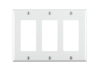 Leviton 80411-W 3-Gang Decora/GFCI Device Decora Wallplate, Standard Size, Thermoset, Device Mount, White Leviton 80411-W 3-Gang Decora/GFCI Device Decora Wallplate, Standard Size, Thermoset, Device Mount, White