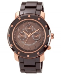 Structured ceramic in neutral hues lends a look of stylish durability to this Vince Camuto watch. Structured ceramic in neutral hues lends a look of stylish durability to this Vince Camuto watch.