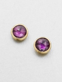 From the Jaipur Collection. Faceted amethyst stones set in beautifully hand-crafted 18k gold. Amethyst18k goldSize, about .37Post backMade in Italy
