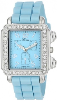 Breda Women's 2298-aqua Quinn Rhinestone Encrusted Rectangle Bezel Silicone Watch