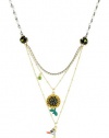 Betsey Johnson Farmhouse Duck and Sunflower Three-Row Necklace