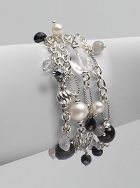From the Bijoux Collection. A beautifully crafted, sterling silver piece with a multi-row design accented in semi-precious stones.Freshwater pearls, onyx and hematiteSterling silverLobster clasp closureLength, about 8Imported From the Bijoux Collection. A beautifully crafted, sterling silver piece with a multi-row design accented in semi-precious stones.Freshwater pearls, onyx and hematiteSterling silverLobster clasp closureLength, about 8Imported