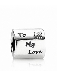 A romantic PANDORA charm with the words 'To My Love' and 'From Me' engraved on a sterling silver envelope and sealed with a red enamel heart. A romantic PANDORA charm with the words 'To My Love' and 'From Me' engraved on a sterling silver envelope and sealed with a red enamel heart.