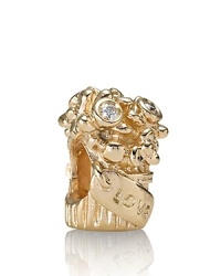 Shower her with flowers that won't ever wilt. This 14K gold and white diamond bouquet charm from PANDORA is a beautiful way to show your love. Shower her with flowers that won't ever wilt. This 14K gold and white diamond bouquet charm from PANDORA is a beautiful way to show your love.