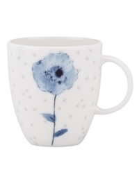 A fresh take on floral patterns, the Watercolors Indigo Blue teacup features painterly blossoms in shades of blue against a lively geometric design. White bone china in an ultra-modern shape provides a sleek foundation for a look that's irresistibly fun. A fresh take on floral patterns, the Watercolors Indigo Blue teacup features painterly blossoms in shades of blue against a lively geometric design. White bone china in an ultra-modern shape provides a sleek foundation for a look that's irresistibly fun.