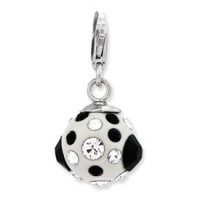 Genuine IceCarats Designer Jewelry Gift Sterling Silver 3-D Black/White Crystal Ball W/Lobster Clasp Charm Genuine IceCarats Designer Jewelry Gift Sterling Silver 3-D Black/White Crystal Ball W/Lobster Clasp Charm