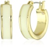 Anne Klein Union Square Gold-Tone Ivory Enamel Hoop Earrings
