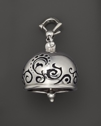Inspired by Zen philosophy, this intricately detailed, blackened and polished sterling silver meditation bell from Paul Morelli jingles softly. Inspired by Zen philosophy, this intricately detailed, blackened and polished sterling silver meditation bell from Paul Morelli jingles softly.