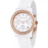 Michael Kors Women's White Ceramic Link Bracelet Quartz Chronograph Two Tone Crystal MK5269