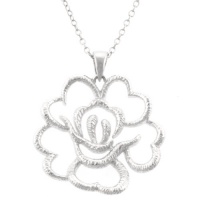 Sterling Silver Open Flower Pendant Necklace, 18 Sterling Silver Open Flower Pendant Necklace, 18