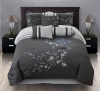 7Pcs Queen Karissa Embroidered Comforter Set Black/White