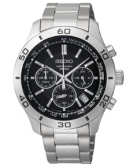 A versatile steel watch in a striking silhouette from Seiko. A versatile steel watch in a striking silhouette from Seiko.