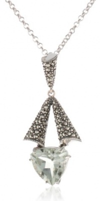 Judith Jack Mint Sterling Silver, Swarovski Marcasite and Chalcedony Pendant Necklace Judith Jack Mint Sterling Silver, Swarovski Marcasite and Chalcedony Pendant Necklace