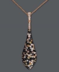 Goth glamour. EFFY Collection's stunning teardrop pendant features a gradation of sparkling, round-cut diamonds in white (1/4 ct. t.w.), champagne (1/2 ct. t.w.) and black (3/8 ct. t.w.). Set in 14k rose gold. Approximate length: 18 inches. Approximate drop: 5/8 inch. Goth glamour. EFFY Collection's stunning teardrop pendant features a gradation of sparkling, round-cut diamonds in white (1/4 ct. t.w.), champagne (1/2 ct. t.w.) and black (3/8 ct. t.w.). Set in 14k rose gold. Approximate length: 18 inches. Approximate drop: 5/8 inch.