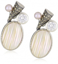 Judith Jack Pearl Moon Sterling Silver, Marcasite, Cubic Zirconia and Osmena Pearl Button Earrings Judith Jack Pearl Moon Sterling Silver, Marcasite, Cubic Zirconia and Osmena Pearl Button Earrings