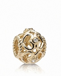 Swirling hearts and twisted trim perfectly complement bezel-set white diamonds on this romantic PANDORA charm. Swirling hearts and twisted trim perfectly complement bezel-set white diamonds on this romantic PANDORA charm.