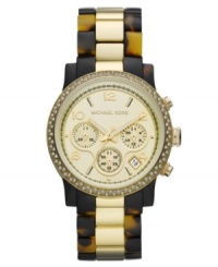 Break out of your fashion shell with the unique styling of this tortoise chronograph timepiece from Michael Kors. Break out of your fashion shell with the unique styling of this tortoise chronograph timepiece from Michael Kors.