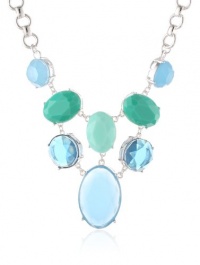 Anne Klein FEELING BLUE Silver-Tone Multi-Blue Frontal Necklace, 17 Anne Klein FEELING BLUE Silver-Tone Multi-Blue Frontal Necklace, 17
