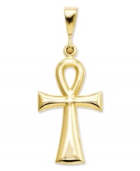 Known as the key of life, this beautifully-crafted Egyptian Ankh cross makes the perfect inspirational addition to your collection. Crafted in 14k gold. Chain not included. Approximate length: 1-2/5 inches. Approximate width: 3/5 inch. Known as the key of life, this beautifully-crafted Egyptian Ankh cross makes the perfect inspirational addition to your collection. Crafted in 14k gold. Chain not included. Approximate length: 1-2/5 inches. Approximate width: 3/5 inch.
