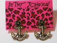 Betsey Johnson Betsey in the Navy Collection Large Crystal Anchors & Roses stud earrings Betsey Johnson Betsey in the Navy Collection Large Crystal Anchors & Roses stud earrings