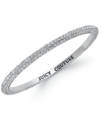 Bring on the sparkle! Juicy Couture's bangle bracelet flaunts shimmering pave crystals and an engraved logo at the inner ring. Crafted in silver tone mixed metal. Approximate diameter: 2-1/4 inches. Bring on the sparkle! Juicy Couture's bangle bracelet flaunts shimmering pave crystals and an engraved logo at the inner ring. Crafted in silver tone mixed metal. Approximate diameter: 2-1/4 inches.