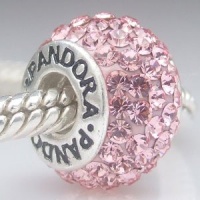 1 Sterling Silver Pandora Style & Inspired Rosaline Swarovski Crystal Charm (Authentic 925 silver) 1 Sterling Silver Pandora Style & Inspired Rosaline Swarovski Crystal Charm (Authentic 925 silver)