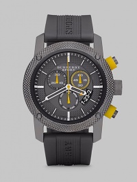 A sport-inspired design made in Switzerland with a stainless steel/IP casing, rubber strap time-tested quartz precision. Round bezel Quartz movement Three-eye chronograph functionality Water resistant to 10 ATM Date function at 4 o'clock Second hand Stainless steel case: 44mm (1.73) Rubber strap: 24mm (0.94) Made in Switzerland A sport-inspired design made in Switzerland with a stainless steel/IP casing, rubber strap time-tested quartz precision. Round bezel Quartz movement Three-eye chronograph functionality Water resistant to 10 ATM Date function at 4 o'clock Second hand Stainless steel case: 44mm (1.73) Rubber strap: 24mm (0.94) Made in Switzerland
