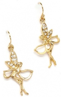 Beautiful Gold Plated Fairy Dangle Earrings with Clear Austrian Crystals Beautiful Gold Plated Fairy Dangle Earrings with Clear Austrian Crystals