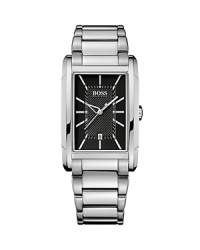 A classic stainless steel timepiece with streamline design featuring applied indexes and dual-texture dial with an outer sunray brush. From HUGO BOSS. A classic stainless steel timepiece with streamline design featuring applied indexes and dual-texture dial with an outer sunray brush. From HUGO BOSS.