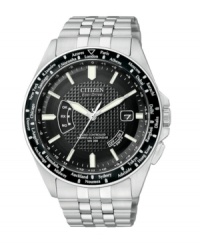 On time, every time, in every city. This Citizen Eco-Drive world time watch stays constantly accurate with radio signals received from Japan, Germany, China and USA. On time, every time, in every city. This Citizen Eco-Drive world time watch stays constantly accurate with radio signals received from Japan, Germany, China and USA.