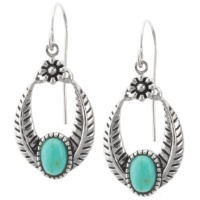 Sterling Silver Oval Textured Turquoise Drop Earrings Sterling Silver Oval Textured Turquoise Drop Earrings