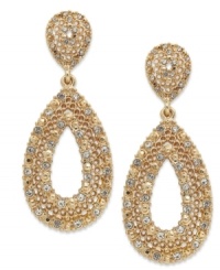 Shimmering glass stones add texture to these teardrop earrings from Charter Club. Crafted in 14k gold-plated mixed metal. Approximate drop: 2 inches. Shimmering glass stones add texture to these teardrop earrings from Charter Club. Crafted in 14k gold-plated mixed metal. Approximate drop: 2 inches.