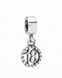 Savor the memories of a milestone birthday with PANDORA's dangling sterling silver charm. Savor the memories of a milestone birthday with PANDORA's dangling sterling silver charm.