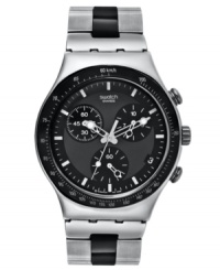 Silver and black attack. This reliable Windfall collection watch is a classic design made modern, by Swatch. Silver and black attack. This reliable Windfall collection watch is a classic design made modern, by Swatch.