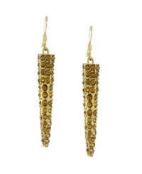 Golden opportunity. Add chic, contemporary style to your jewelry collection with BCBGeneration's linear drop earrings. Crafted in gold tone mixed metal, they're embellished with glittering glass accents in a light topaz hue. Approximate length: 1-1/2 inches. Golden opportunity. Add chic, contemporary style to your jewelry collection with BCBGeneration's linear drop earrings. Crafted in gold tone mixed metal, they're embellished with glittering glass accents in a light topaz hue. Approximate length: 1-1/2 inches.