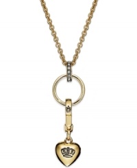 Juicy Couture's gorgeous gilded necklace will help you look positively regal. Featuring a crown-engraved heart pendant on a long chain. Crafted in gold tone mixed metal. Approximate length: 32 inches + 3-inch extender. Approximate drop: 2 inches. Juicy Couture's gorgeous gilded necklace will help you look positively regal. Featuring a crown-engraved heart pendant on a long chain. Crafted in gold tone mixed metal. Approximate length: 32 inches + 3-inch extender. Approximate drop: 2 inches.