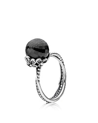 A faceted spinel stone rests in an elegant floral setting while delicately intertwined sterling silver bands complete the sweetly romantic look. Ring by PANDORA. A faceted spinel stone rests in an elegant floral setting while delicately intertwined sterling silver bands complete the sweetly romantic look. Ring by PANDORA.