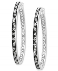 Inner, and outer, beauty. Genevieve & Grace's hoop earrings, set in sterling silver, dazzle with marcasite and crystal on the interior and exterior for a stunning look. Approximate diameter: 1-1/2 inches.