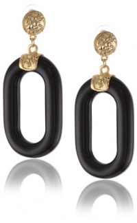 Kenneth Jay Lane Gold Top, Black Link Drop Earrings Kenneth Jay Lane Gold Top, Black Link Drop Earrings