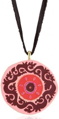 Lucky Brand Suzani Gold-Tone Pink Enamel Pendant Necklace Lucky Brand Suzani Gold-Tone Pink Enamel Pendant Necklace