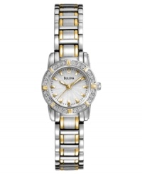 Stunning diamonds and gold tones add instant appeal to this stunning Dress watch by Bulova. Stunning diamonds and gold tones add instant appeal to this stunning Dress watch by Bulova.