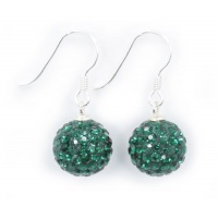Solid 925 Sterling Silver Australian Crytals Rhinestones 10mm Ball Earrings Emerald Green Solid 925 Sterling Silver Australian Crytals Rhinestones 10mm Ball Earrings Emerald Green
